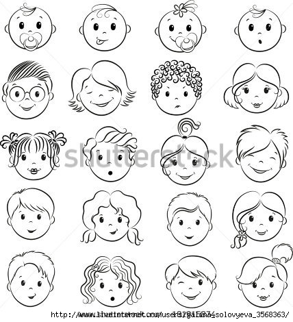 stock-vector-set-of-shildren-s-faces-vector-contour-181915874 (428x470, 133Kb)