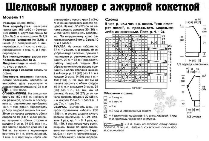 Ажурные мужские свитера спицами схемы