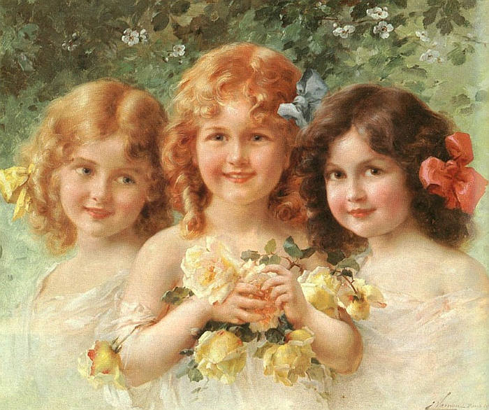 Trois Fillettes aux Roses (700x586, 309Kb)