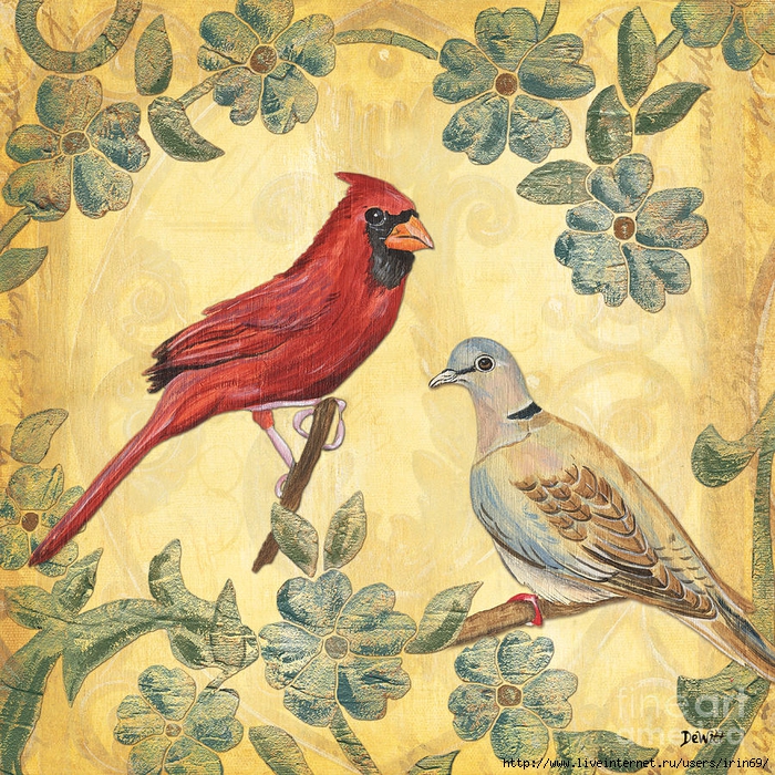 exotic-bird-floral-and-vine-2-debbie-dewitt (700x700, 578Kb)