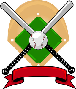 clip_art_illustration_of_a_baseball_design_of_bats_and_a_ball_mounted_on_a_baseball_diamond_with_a_red_banner_0515-1104-1801-4720_SMU (256x300, 38Kb)