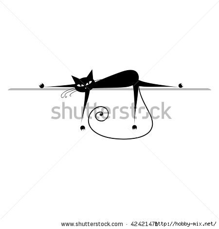 stock-vector-relax-black-cat-silhouette-for-your-design-42421471 (450x470, 30Kb)
