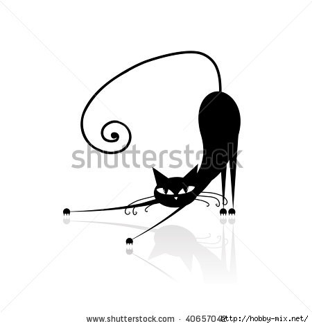 stock-vector-black-cat-silhouette-for-your-design-40657042 (450x470, 40Kb)