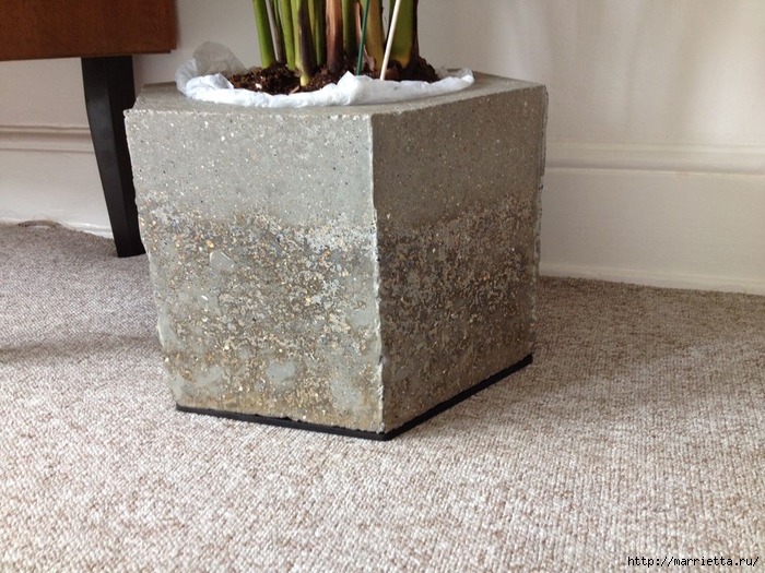 Для большого комнатного растения - шестигранное кашпо из бетона (3) (700x525, 312Kb)
