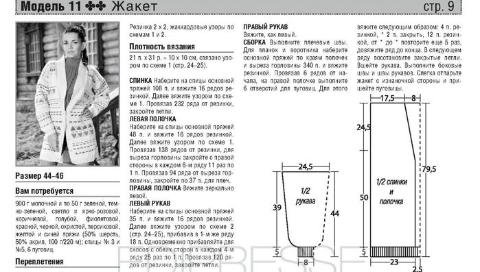 Жаккардовый кардиган спицами схемы и описание