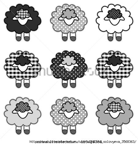 stock-vector-vector-black-sheep-black-and-white-patchwork-gingham-and-polka-pots-for-scrapbooks-albums-115429360 (450x470, 99Kb)