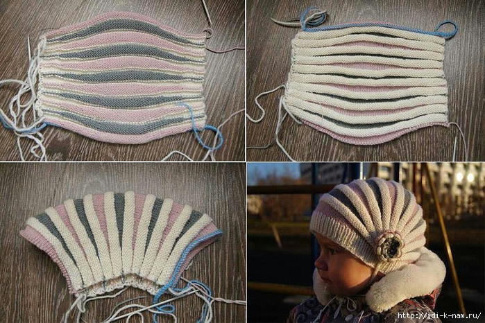 симпатичная вязаная детская шапочка, как связать детскую шапочку ребенку, как связать детскую шапочку спицами на спицах, схема вязания детской шапочки на спицах, 