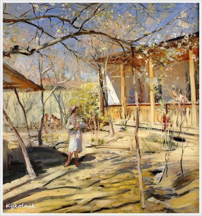 Беньков Павел Петрович (Россия-Узбекистан, 1879-1949) «Сад весной» 1942 (654x700, 112Kb)