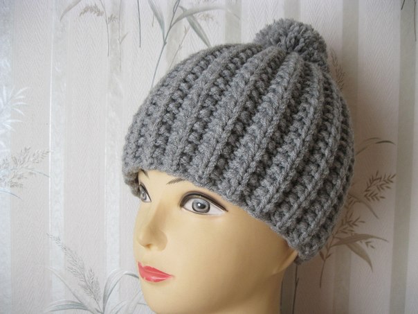 Шапка из толстой пряжи спицами ? Hat with thick yarn knitting pattern