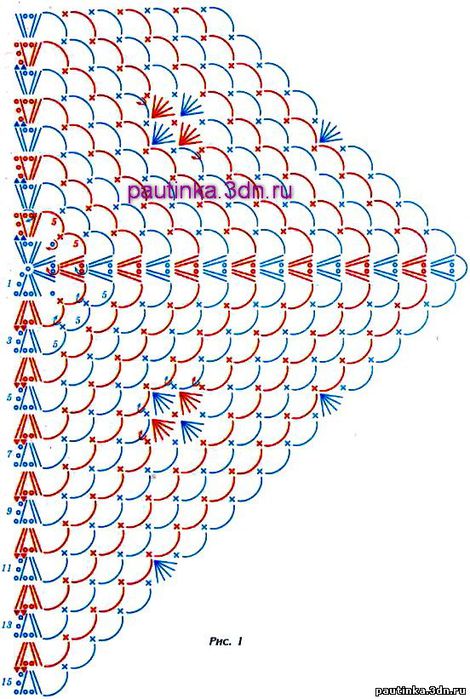 Шаль крючком сердечки схема и описание