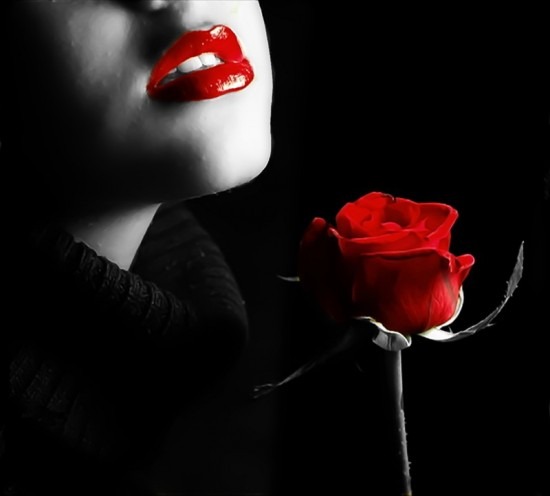 Woman-WomanBrightRedLipsRoseBlackBackground (550x496, 22Kb)