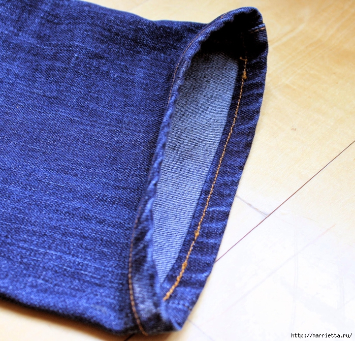 Как подшить джинсы и сохранить потертый край (14) (700x671, 447Kb)
