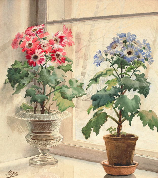 Искусственные цветы в вазонах для интерьера