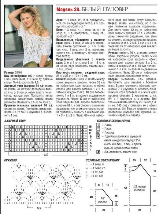 Ажурный свитер спицами схемы и описание