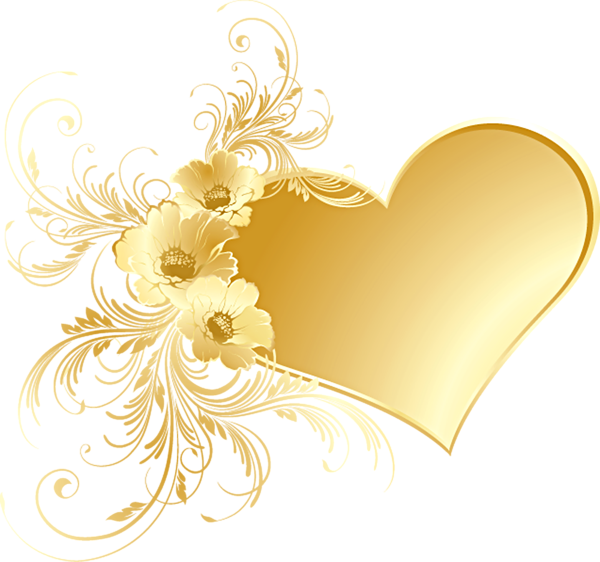 Gold_Heart_with_Flowers_PNG_Picture (600x562, 270Kb)