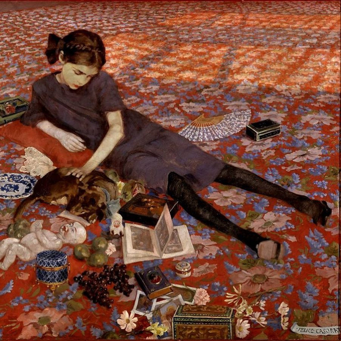 Felice Casorati. 1912. Girl on Red Carpet (700x700, 642Kb)
