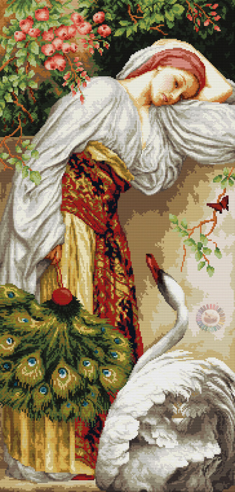 Girl with swan (335x700, 186Kb)