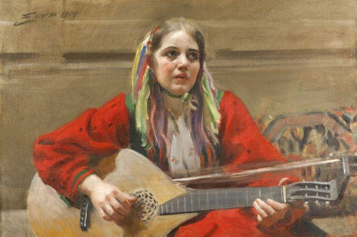 Daleswoman Playing at Utmeland, 1914 (700x465, 330Kb)