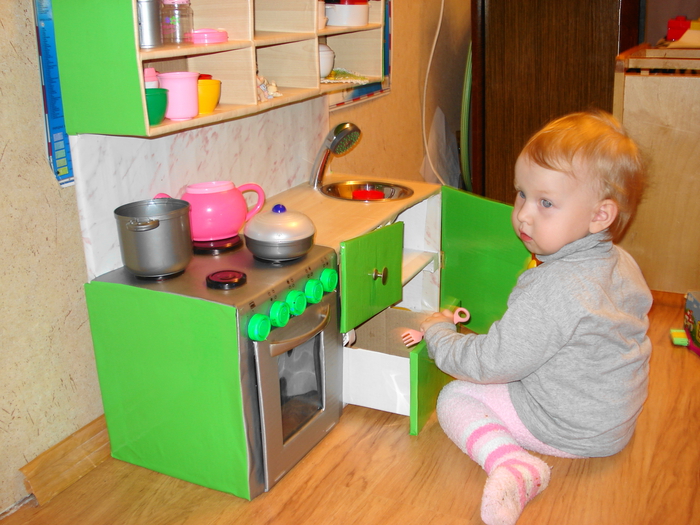 Детская кухня из картона своими руками для ребенка: как сделать кухню из коробки для девочек