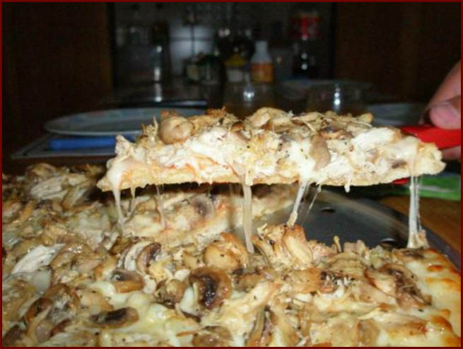 пица с копченной курочкой и шампиньенами