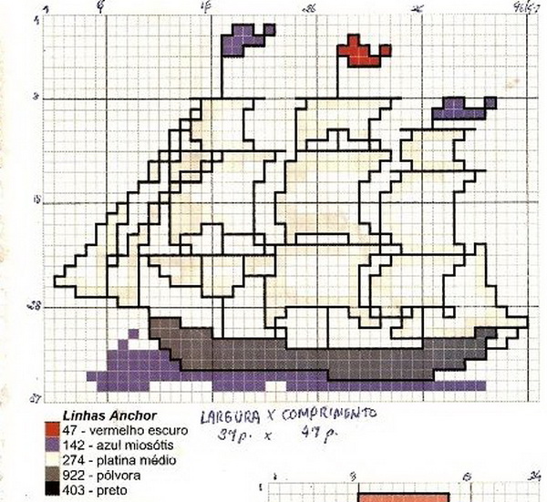 Вышивка крестиком кораблик 2 класс схема