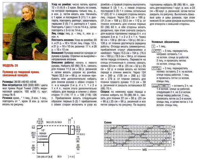 Кофта связанная поперек спицами схема