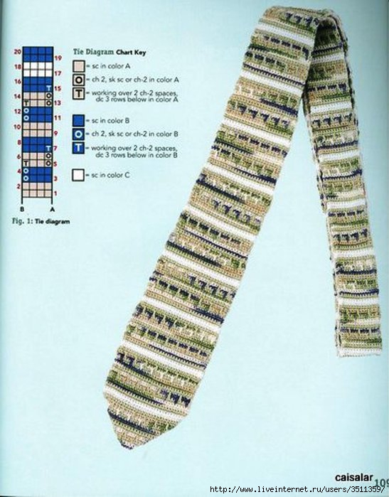 Галстук крючком схема