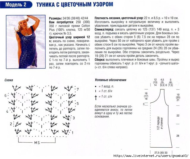 Туника на купальник крючком схемы и описание