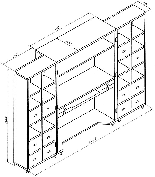 Шкаф трансформер для рукоделия чертеж