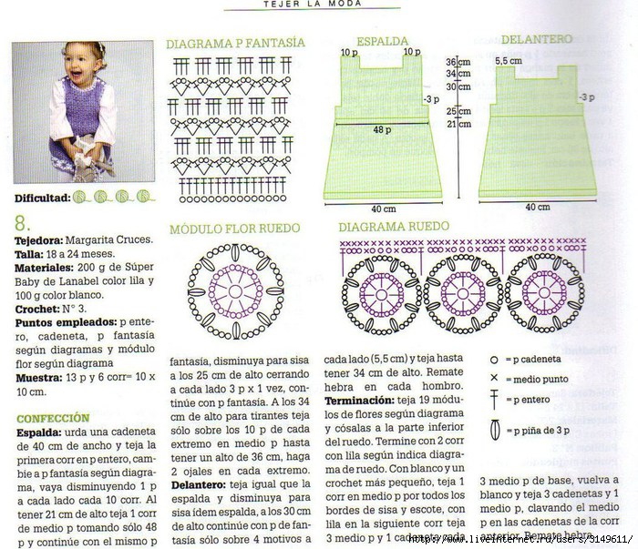 Платье крючком для девочки 8 месяцев схемы