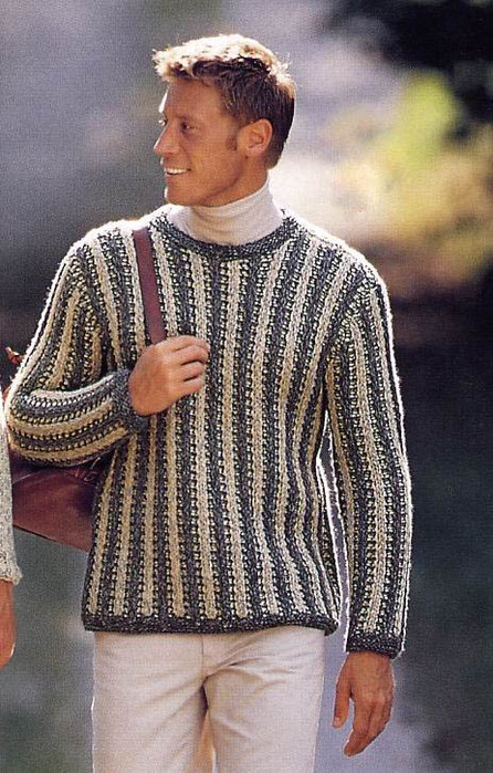 Мужские свитера спицами в полоску