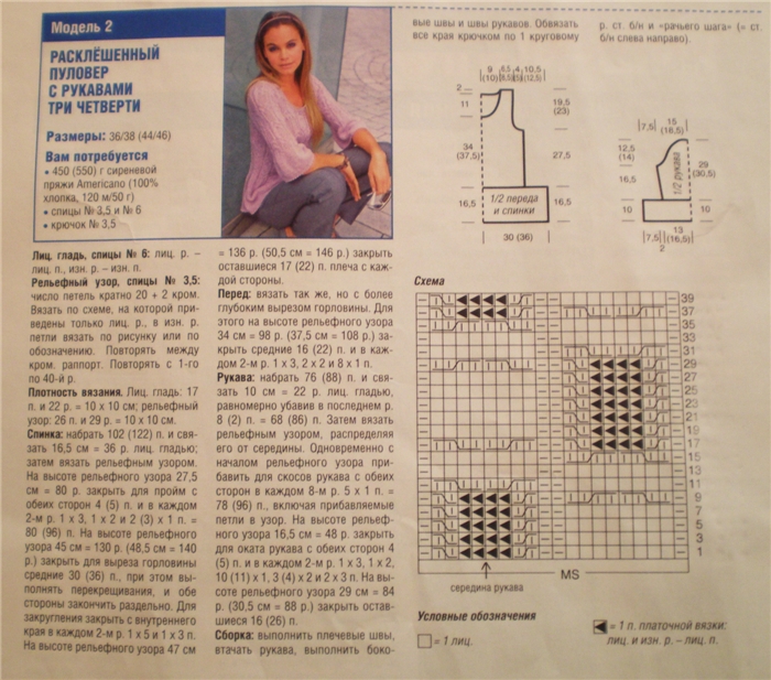 Рукав три четверти спицами описание и схемы