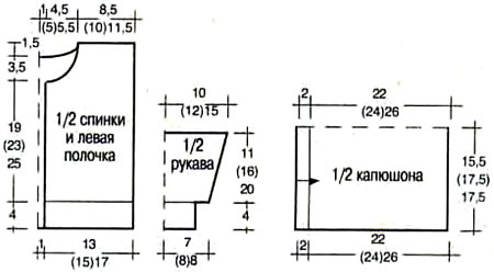 Схема кофты с капюшоном