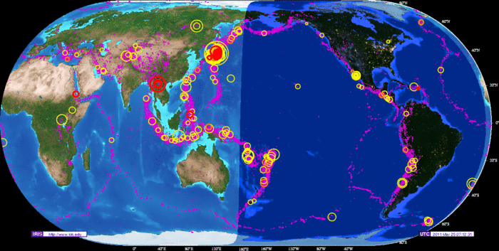 Карта сейсмической активности онлайн в реальном времени