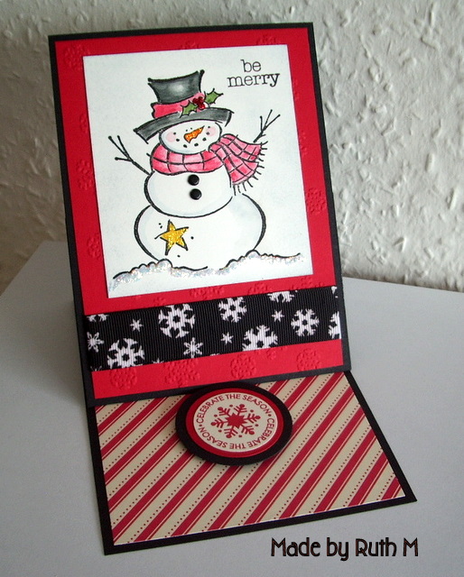 Be Merry Snowman Easel Card for K (514x640, 179Kb)