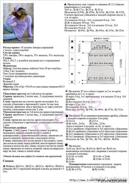 Схема свитера из ангоры спицами