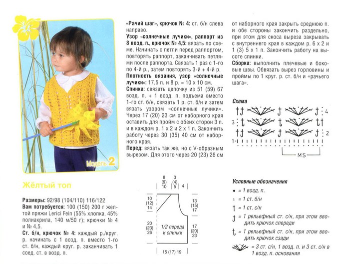 Детская футболка крючком схема и описание