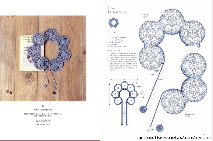 Воротник крючком из мотивов схема и описание