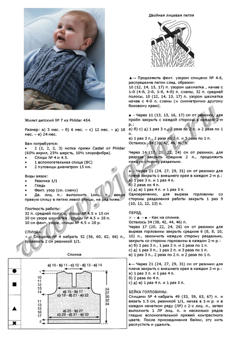 Жилет для малыша спицами 1 год схема и описание