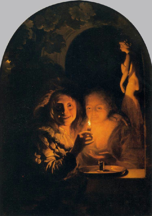 Lovers Lit by a Candle (492x700, 303Kb)