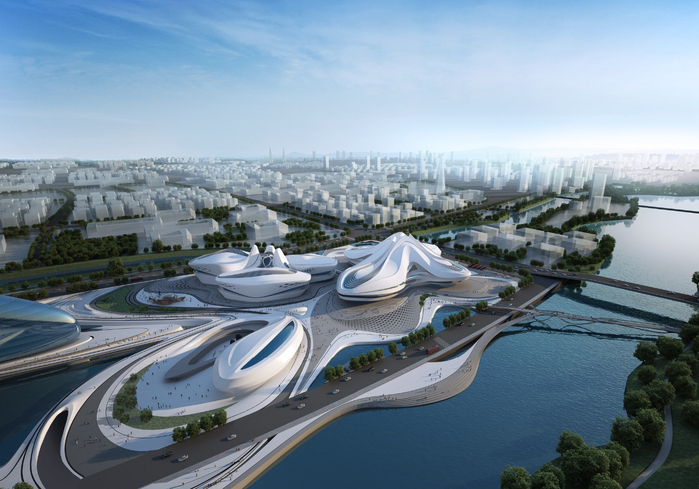 51391c4bb3fc4b48df0000bf_changsha-meixihu-international-culture-and-art-centre-zaha-hadid-architects_02_aerial_view (700x489, 356Kb)