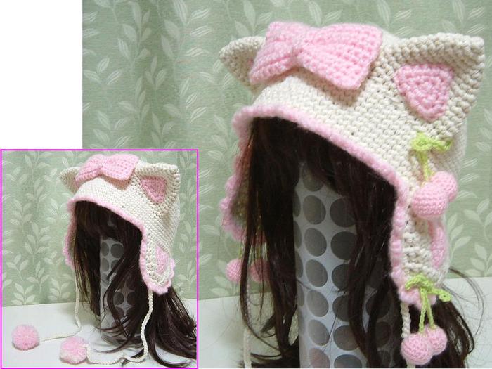 Вязание детской шапочки Hello Kitty. Мастер-класс с пошаговыми фото