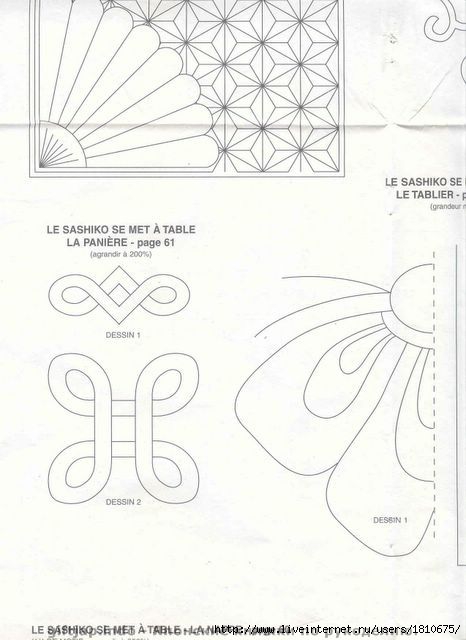 Схемы сашико с последовательностью стежки