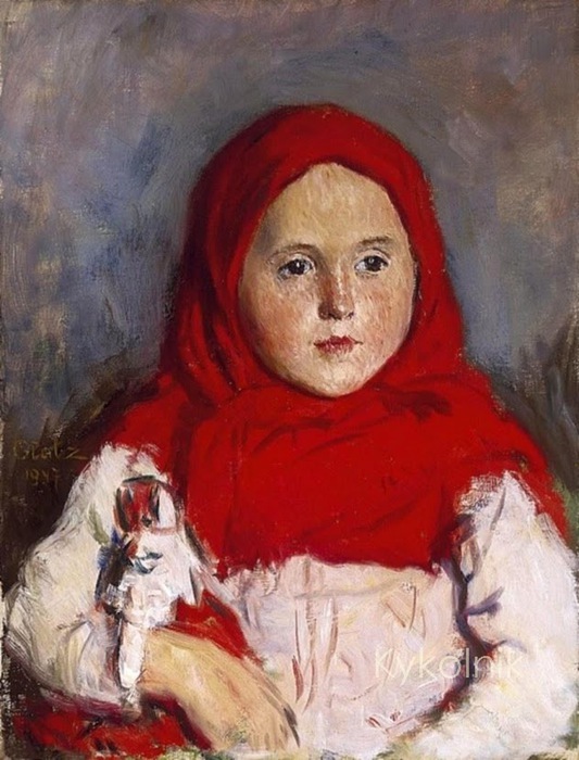 Glatz, Oszkar (1872 - 1958) Girl in a Red Headscarf1949. (533x700, 113Kb)