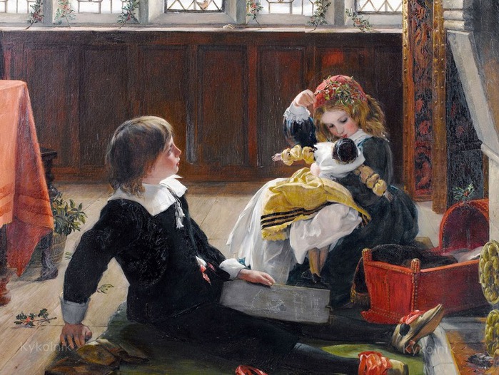 John_Callcott_Horsley_RA_British_1817_1903_Under_the_mistletoe_ (700x526, 143Kb)