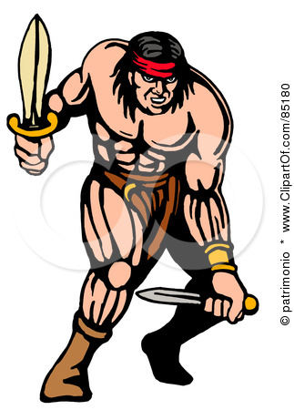 85180-Royalty-Free-RF-Clipart-Illustration-Of-A-Strong-Warrior-Fighting-With-Two-Daggers (323x450, 64Kb)