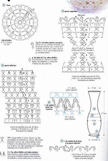 Вязаные вазы крючком со схемами