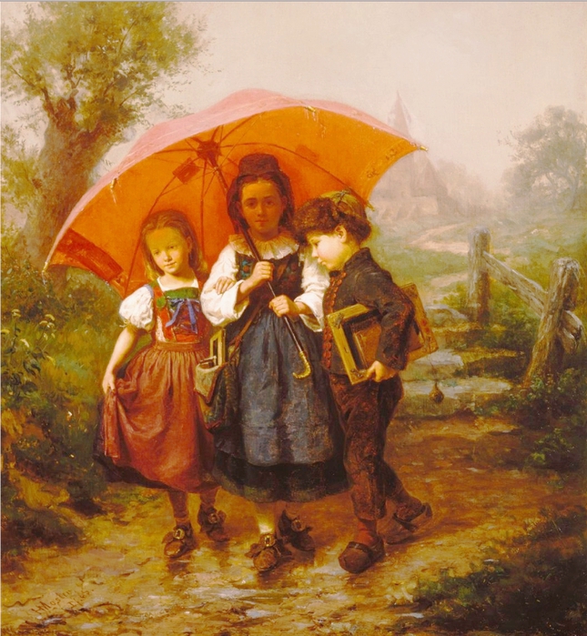 Children under a Red Umbrella, 1865 (645x699, 373Kb)