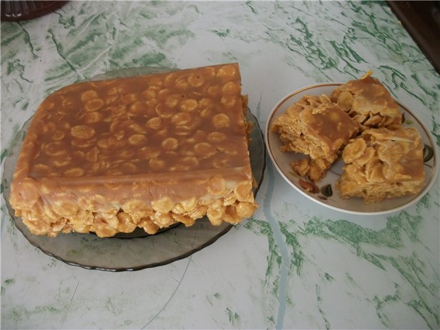 Торт с кукурузными палочками и сгущенкой рецепт с фото пошагово в домашних условиях без выпечки