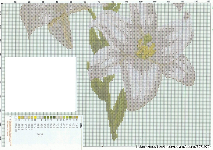 Вышивка крестом схема белые лилии